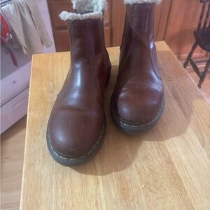 Dr. Martens Brown Leather Boots with Shearling Lining
